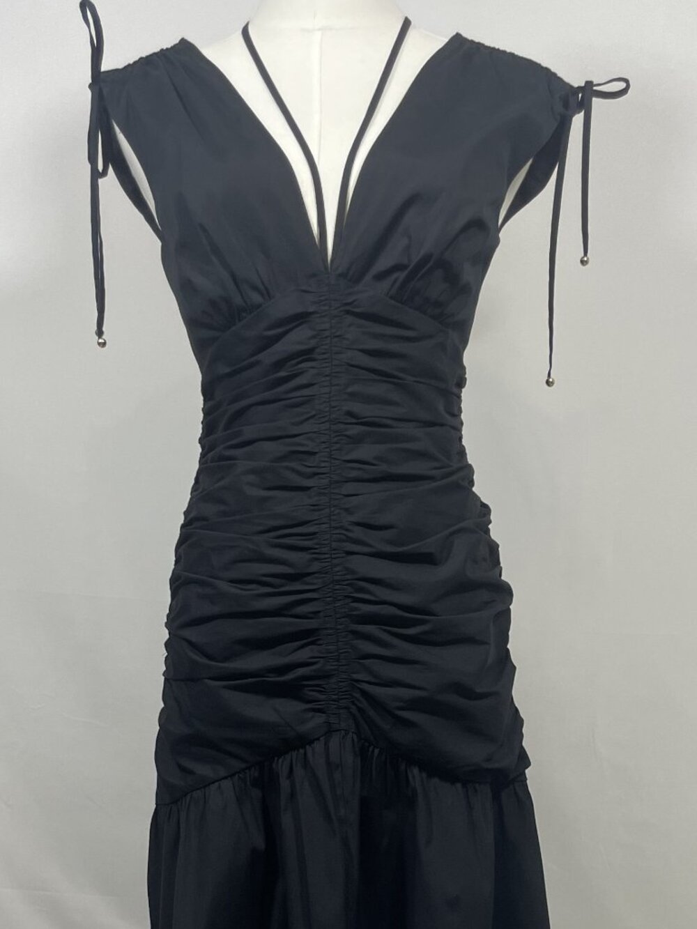 Veronica Beard Perrin Ruched High-Low Maxi Dress